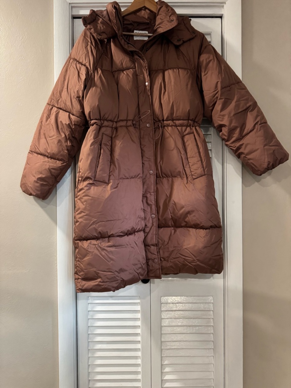 Large Women’s Long Puffer Coat in Mauve